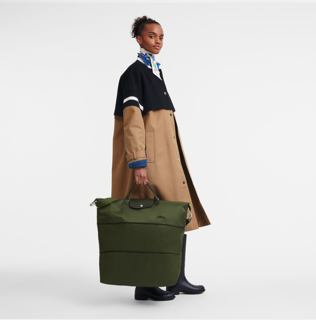 Longchamp Le Pliage Original Travel Bag Expandable Forest - Recycled Canvas